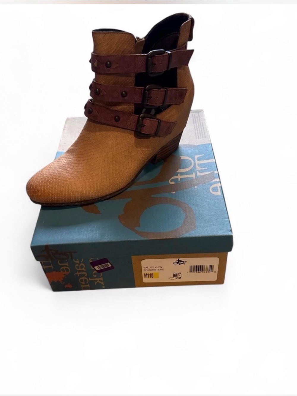 OOTDFash Tan and Brown Ankle Booties with Buckle Straps